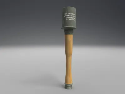 German Stick Grenade  Low-poly 3D model