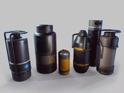sci-fi barrels game-ready Low-poly 3D model
