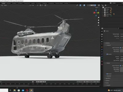 Cargo Helicopter Scratched 3D model