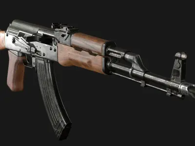 AKM rifle Low-poly 3D model