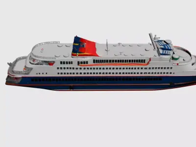 Modern Luxury Cruise Ship - Sleek 3D Ocean Liner Model 01 3D model
