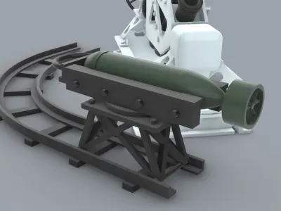 Squid Antisubmarine Mortar  Low-poly 3D model