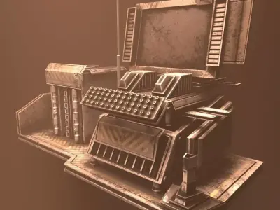 Rusty typewriter  Low-poly 3D model