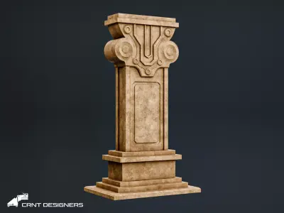 Ancient Stone Pedestal Low-poly 3D model