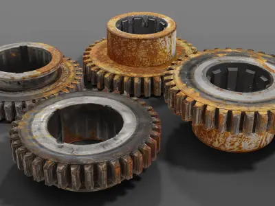 Gears lowpoly rusty Low-poly 3D model