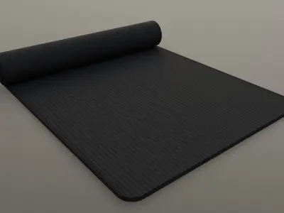 PBR Yoga Mat - Black Low-poly 3D model
