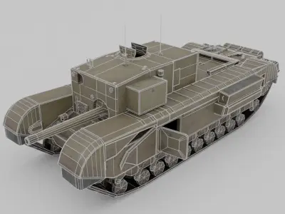 Churchill 3 inch gun carrier  Low-poly 3D model