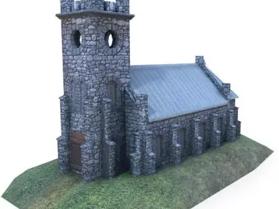 Medieval Building 59 Church Low-poly 3D model
