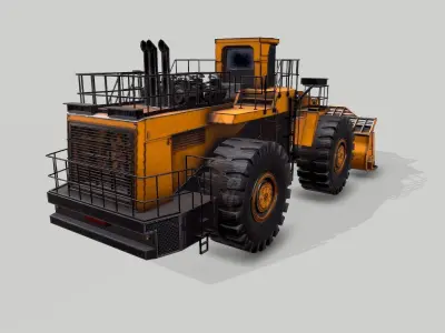 Old Industrial Vehicle Loader Low-poly 3D model