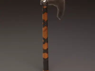Viking Battle Axe with black stripes Free low-poly 3D model