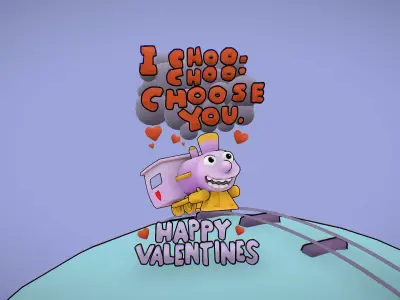 I choo choo choose you - Valentine s Day card - Simpsons Low-poly 3D model