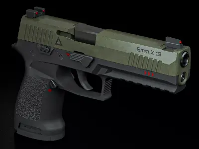Game-ready Stylized Pistol Low-poly 3D model