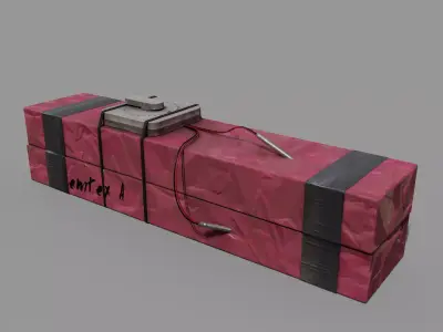 Semtex A box with wire wrapped Low-poly 3D model