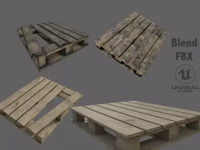 Pallets wooden pallet Low-poly 3D model