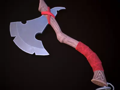 Stylized Axe Low-poly 3D model 4