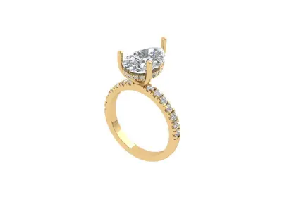Pear Solitaire Ring 3D print model 7
