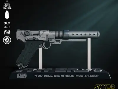 STAR WARS A-180 Blaster Sculpture Tested for 3D printing 3D print model