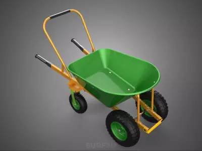 HEAVY DUTY TILTING FOUR CASTER WHEEL BARROW WHEELBARROW DUMPING 3D model