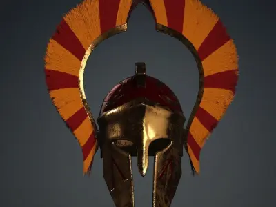 Spartan Royal Helmet v Golden Scorpion Low-poly 3D model