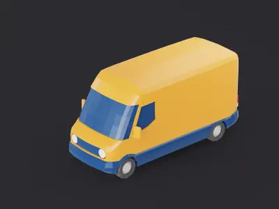 Modern Electric Delivery Van Stylized Low-poly 3D model