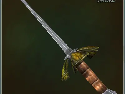 Animated Steam Gun and Sword Low-poly 3D model