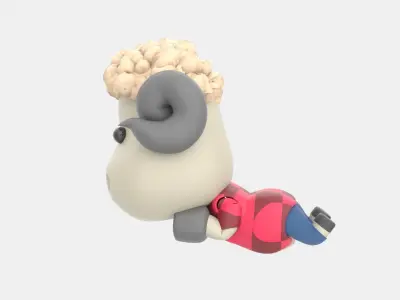 Cute Sheep 3D Illustration 3D model purchase
