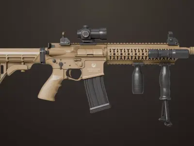 Machine Gun 17 Sandal All PBR Unity UE Textures Low-poly 3D model