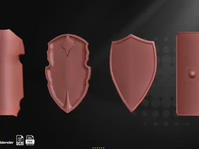 30 Medieval Shield Base Mesh Low-poly 3D model