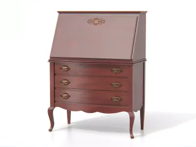 Antique Secretary Desk with Drawers Low-poly 3D model