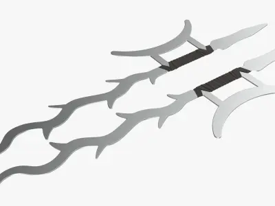 Twin hooks tree swords 3D model