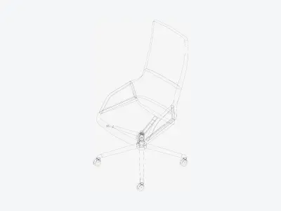 Chair - Conference - Worksmart - 4 Star Castors - High Back Low-poly 3D model