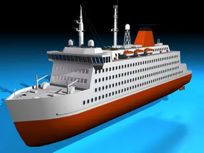 Ferryboat2 cruise ship in water 3D model