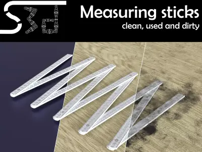 Measuring sticks clean used dirty Low-poly 3D model