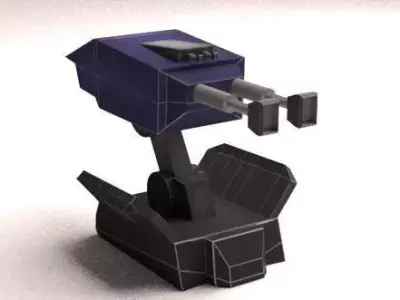 3D Turret Gun Low Poly  Low-poly 3D model