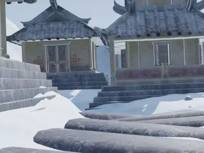 Snowy Mountain Village 3D model shop