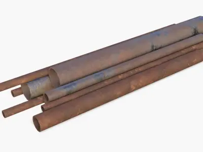 Steel Rusted Pipes Low-poly 3D model