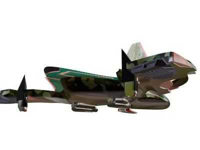 spaceship Low-poly 3D model 6