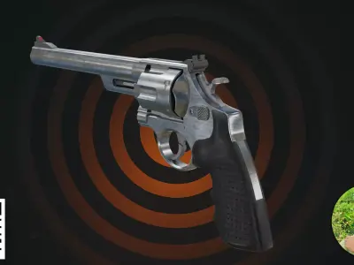 Classic Steel Magnum Revolver 3D model