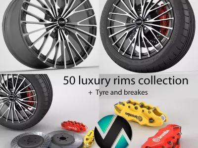50 rims mega pack 3D model