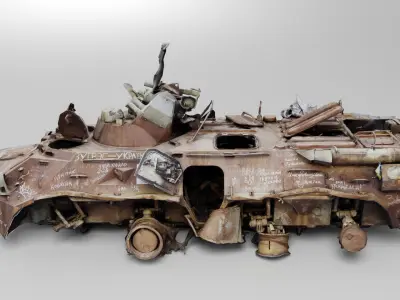 Destroyed BTR-80 wheeled amphibious armoured personnel carrier 3D model get