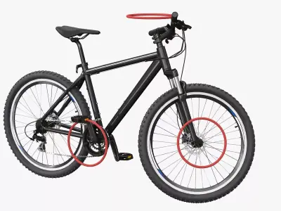 Cross Country Hardtail Bicycle Gray Black Rigged 3D model purchase