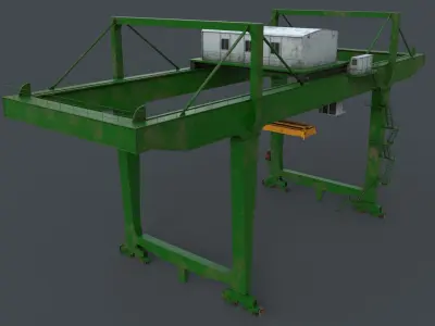 PBR Rail Mounted Gantry Crane RMG V2 - Green Low-poly 3D model