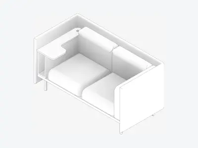 Sofa - Contemporary - Flame - Small Work Shelf - Left Low-poly 3D model purchase
