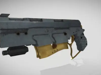 Lowpoly Steam punk PBR game ready Gun Asset  Low-poly 3D model
