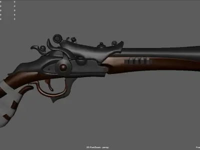 Antique Pistol Gun 18th century 3D model