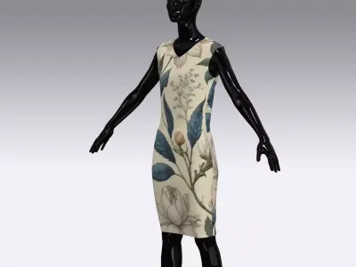 Female Cloth Dress Low-poly 3D model