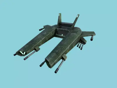 Aircraft Spaceship 03 - Futuristic Spacecraft Airship Green Low-poly 3D model