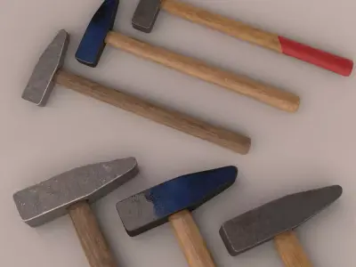 Hammers hammer with wooden handle Low-poly 3D model