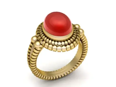 Vintage Red Cabochon Ring 3D print model