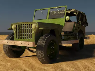military-jeep military jeep in desert 3D model